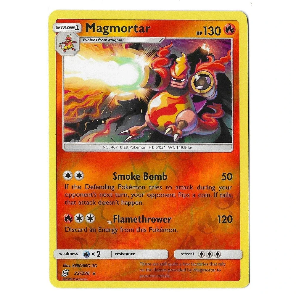 2019 Pokemon TCG Magmortar Reverse Holo 22/236 Rare SM Unified Minds